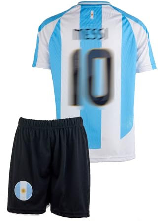 Mefstone Argentinien No 10 Kinder Trikot für Kinder, Komm mit Shorts(Blau,176)