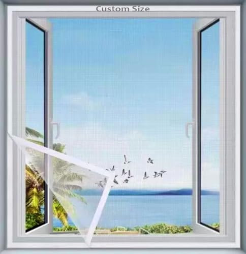 Fly Screen Window Mesh Net,Custom Size,Self-Adhesive Netting Anti-Mosquito Insect with Zipper,Cat Safety Window Mesh Protection,Keep Bugs Out