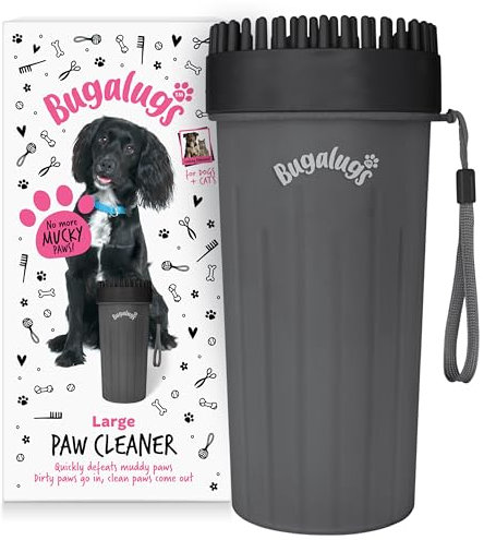 BUGALUGS Dog Paw Cleaner Paw Washers For Dogs. A Portable Dog Shower Paw Cleaner For Dogs & Cats. Dog Foot Washer is an Essential Dog Paw Washer Dog Walking Accessories (Large (Black))