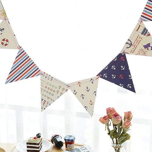 1,8 m Anker Marine String Banner DIY Papier Girlande Flagge Babyparty Wimpelkette Banner Hochzeit Home Dekoration Party Supplies Geburtstag Dekoration für Mädchen