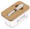 Alipis 1juego Mantequera De Vidrio Con Tapa De Bambú Y Cuchillo Recipiente Hermético Para Mantequilla Para Conservación De Queso Y Uso Cocina Diseño Elegante Para Encimera Y Refrigerador