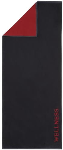 Delindo Lifestyle Saunatuch Wellness, schwarz rot, XXL Frottee Saunahandtuch für Damen und Herren, 550 g/m², Baumwolle, 80x200 cm groß
