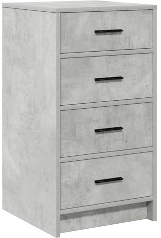 vidaXL Sideboard in Beton Grau Modernes Möbel fürs Esszimmer 4 Schubladen Holzwerkstoff Büfett Tisch Viel Stauraum für drinnen Leichte Montage Rechteckig Viel Stauraum