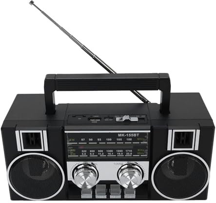 Tragbares FM AM SW -Radio mit Bluetooth -Lautsprecher - Digital Full Band Receiver, 10W Stereo Sound, 8H Playtime, USB TF -Kartenwiedergabe für Home & Garden Use (Black)
