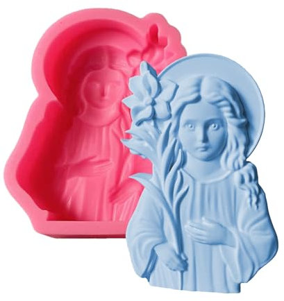Virgin Mary Candle Mold, Silicone Craft Molds, 5.24x3.62in Candle Making Tool, Easy Release Design, Flexible and Reusable for Gypsum, Fondant, Concrete, Resin Art Sculpture