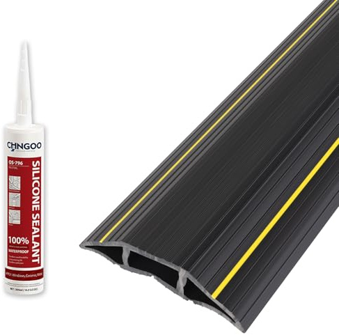 CPROSP Copertura Cavi a Pavimento, 300 cm x 8,3 cm, 3 Canali | Canalina Passacavi Calpestabile; con 1x Sigillante; per Casa, Officina, Magazzino, Concerto