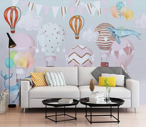 Tapete Rosa Heißluftballon Fototapete Kinderzimmer Wohnzimmer Schlafzimmer Kein Klebstoff Kinderzimmer Tapete Echtes Seidenstoff Wallpaper Fernsehhintergrund Foto Tapeten Wand 190x148cm