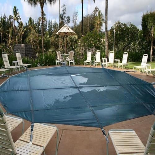 CHZDPP Poolabdeckung Rund Sicherheitsabdeckung für eingelassene Pools für den Winter, runde, dreifach vernähte Poolabdeckungen mit Befestigungsmaterial(5m/16.4ft)