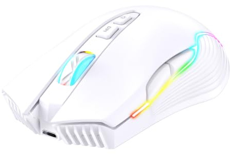 SUNGOOYUE Souris de Jeu sans Fil avec 5 Niveaux de DPI, Batterie Rechargeable de 700 MAh, Conception Ergonomique, Portable pour Les Jeux sur PC et Ordinateur Portable (White)