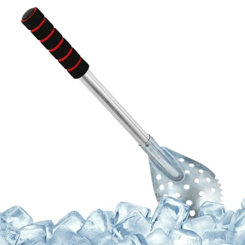 Generisch Louche en métal pour la pêche sur glace - Outil de pêche d'hiver - Cuillère brise-glace - Pour pêcheurs, hommes, papas, lacs, rivières, réservoirs, étangs par temps froid