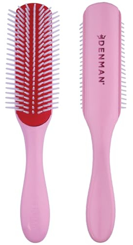 Denman D3 Original Curl Definer & Styler – 7-reihige Entwirrungsbürste für glatte, definierte Locken – Präzisions-Stylingbürste für lockiges oder glattes Haar, Pink Crush