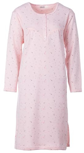 Zeitlos Nachthemd Hanna Damen Thermo Langarm mit Sternen Mond und Sternschnuppen Knopfleiste Abnäher Brust Gr. M-2XL