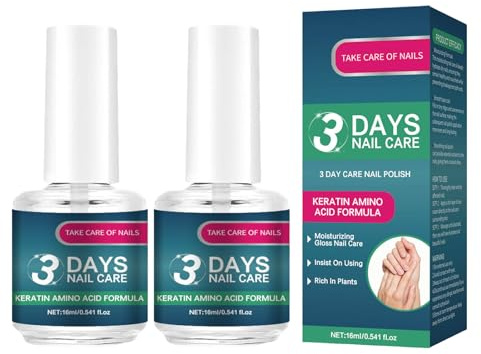 3 Days Nail Care, Stärkungsmittel für schwache und beschädigte Nägel, Nail Care Oil, Daily Strengthening Nourishment für die Reparatur von Rissigen und Trockenen Nägeln, Clear Finish, 16ml (2pcs)