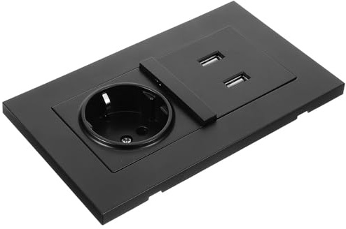 LIFKICH Prise Murale Double USB Noire Type 86, Chargeur 2100 Ma Norme Européenne, Alimentation Murale pour Téléphones et Appareils Numériques, Installation Électrique Professionnelle
