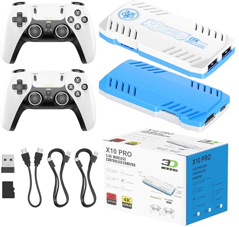 X10 PRO Retro Game Stick with 50000+ Games, 4K HDMI HD Plug and Play Game Stick with 2 Controllers, Support 50+ Simulators, 2 Player Battle 1 (Style 2)