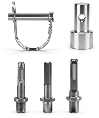 3-in-1 Erdbohrer-Adapter, Sechskant + SDS Max + SDS Plus mit Quick | Change-Bolzen – Kompatibel mit Handbohrmaschinen – Für Erdbohrer Bis 20 cm Geeignet