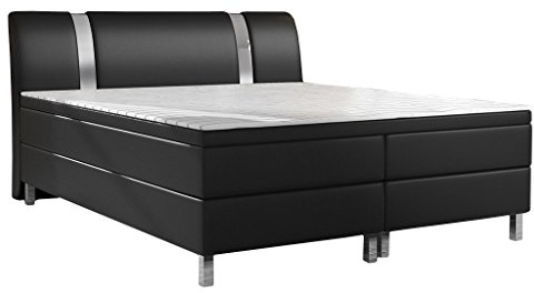 Boxspringbett Riva 180x200 Kunstleder Schwarz TYP 3