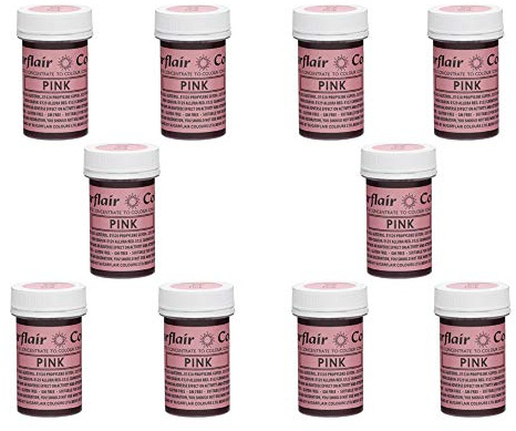 Sugarflair Spectral Pink Food Colouring Paste, Highly Concentrated for Use with Sugar Pastes, Buttercream, Royal Icing or Cake Mix, Vibrant Colour Dye - 25g (Pack of 10)