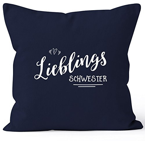 MoonWorks Kissenbezug Lieblingsschwester Geschenk Schwester Familie Geschwister Lieblingsmensch 40x40 Baumwolle Navy 40cm x 40cm