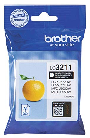 Brother LC-3211BK Tintenpatrone (für Brother DCP-J772DW, DCP-J774DW, MFC-J890DW, MFC-J895DW) schwarz, klein