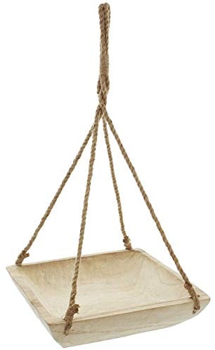 SIDCO Hängeampel Holz Hängekorb Pflanzschale Blumenampel Deko Ampel Holzschale Korb