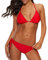 Durio Bikini Damen Push up Sexy 2tlg Bikini Damen Set mit Triangel Bikinihose Breit von Körpchen Verstellbar Rot EU 38-40 (Herstellergröße M)