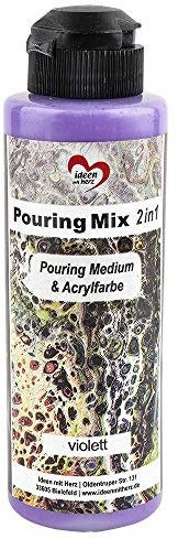 Ideen mit Herz Pouring Mix 2in1 | Pouring Medium & Acrylfarbe | 180 ml | kein weiteres Mischen mit Fluid, Medium oder Silikonöl erforderlich (violett)
