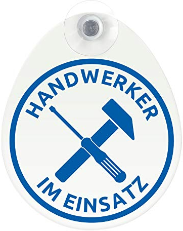 Schild Autoschild Handwerker im Einsatz mit Saugnapf 1,5 mm 100 x 120 mm