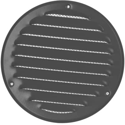 Ø 125mm / 5 inch Grey Round Metal Air Vent Grille Cover with Insect Mesh - Ventilation Cover