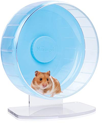 Niteangel Superleise Hamster-Übungsräder: Leise Spinner-Hamster-Laufräder mit verstellbarem Ständer für Hamster, Rennmäuse, Mäuse oder andere Kleintiere (M, Hellblau)