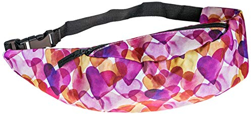 cosey - Bauchtasche Damen und Herren, stylische Hüfttasche, Gürteltasche für Reise, Sport & Outdoor - Design Bunte Herzen