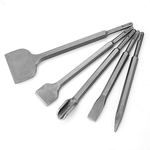 sds Plus Scalpello 5 Pezzi Scalpello Piatto Scalpello a Punta Scalpelli per Alcestruzzo Muratura, Scalpelli per Trapani Leggeri e Martelli a Percussione