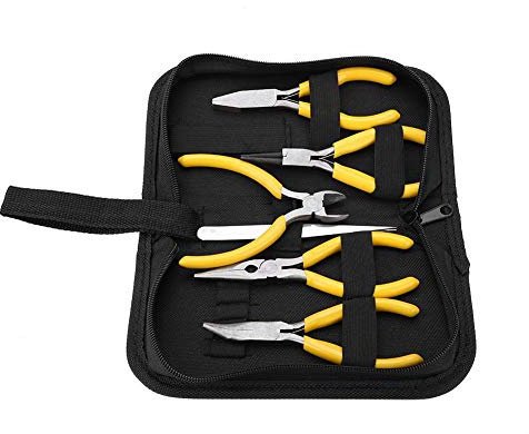 Professional Jewelry Pliers Set, 5pcs Needle Nose Pliers Heavy Duty and Durable Steel Jewelry Making Pliers Kit with Portable Storage Bag