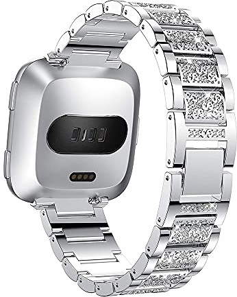 AISPORTS Armband Kompatibel mit Fitbit Sense Armband/Fitbit Versa 3 Armband für Frauen, Kristall Bling Glitzer Diamant Strass Schmuck Metallarmband Ersatzarmband für Fitbit Sense/Fitbit Versa 3