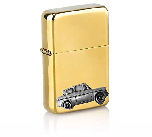 Britisches Oldtimer Anglia 105E Limousine ref69 Zinn Effekt Design auf einem Flip-Top-Benzinfeuerzeug, winddicht, Gold nachfüllbar