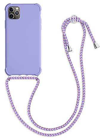 kwmobile Crossbody Case Compatible with Apple iPhone 11 Pro Max Case - TPU Silicone Cover with Strap - Lavender