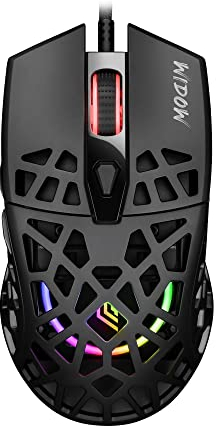 Noua Widow Mouse Gaming RGB con Cavo, Sensore Pixart 3212 fino a 7200 DPI [6 Livelli Regolabili], Leggero 68g, Mouse da Gioco con Struttura Nido d’Ape, Interruttori Huano Lunga Durata, Nero