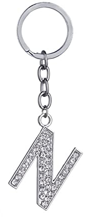 Anawakia Schlüsselanhänger Alphabet 26 englische Buchstaben Glitzersteine Strasssteine Anhänger mit Initialen A B C D E F G H I J K L M N O P R S T U V W X Y Z (N)