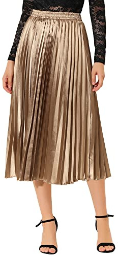 Allegra K Damen Pleated Midi Skirt Plissee