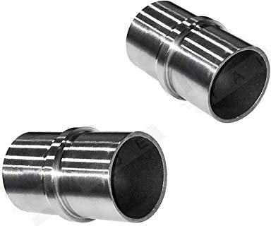 Edelstahl Steckfitting Rohrverbinder Rohrbogen Flansch Verbinder Geländer V2A (Ø 33,7 mm, Verbindungsmuffe)