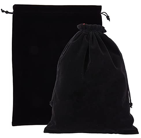 NBEADS 2 Stück Große Schwarze Doppelseitige Samtbeutel, 37x28 cm Zwei Lagen Samt Schmuckbeutel Mit Kordelzug Rechteckige Geschenktüten Für Hochzeit Süßigkeitentüten Geschenk Aufbewahrungstüten