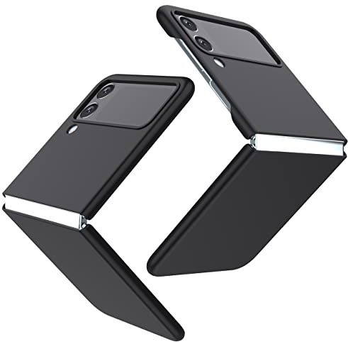 Natbok Hulle fur Samsung Galaxy Z Flip 4, Harte PC Militär Stoßfest HandyHulle Kratzfest Dünn Samsung Galaxy Z Flip 4 SchutzHulle,Schützend Airbag Samsung Galaxy Z Flip 4 Hulle, Schwarz