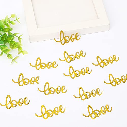 100 STÜCKE Golden Love Konfetti Gold Glitter Liebesbriefe Hochzeit Papiertisch Konfetti Romantische Dekoration für Hochzeitstag Verlobung Bachelorette Brautparty Party Dekorationen