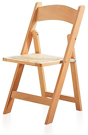 KAIHAOWIN Holzklappstuhl, Klappsessel mit Hohles Rattankissen Sitz, Gartenstuhl aus Holz, Terassenstühle Holz für Restaurants Café oder Hinterhöfen
