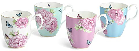 Royal Albert 1067801 Miranda Kerr Ceramic Gold Rim Mug Set, 4 pieces
