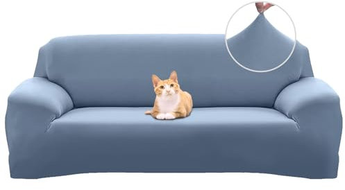 Jaotto Funda para Sofa 4 Plazas Funda Cubre Sofa Ajustable Fundas de Sofá Elasticas Extraíbles Lavables Antideslizante Protector Cubiertas de Sofá con Brazos de Sala de Estar,Gris-Azul