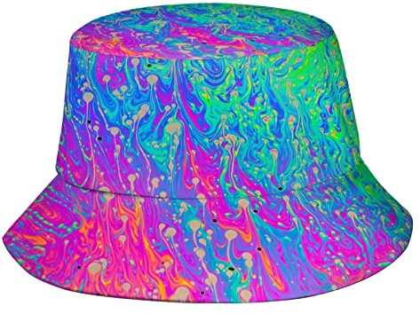 XVBCDFG Psychedelic Trippy Bucket Hat Sonnenbreite Krempe Hut verstaubare Sommer Reise Boonie Cap für Damen Herren, Trippy Hat-02, One size