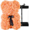 DuHouse Rose Bär Rose Teddybär Blume Geschenk Black Box für Valentinstag Jahrestag Muttertag Weihnachten, Geburtstage Bridal Showers Vollständig handgefertigt 25,4 cm Blume Bär (Orange)