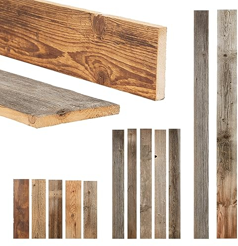 ben+camilla.com Bastelholz Rustikal | 50 x 12-14 x 1,6 cm - Braun | Naturholzbretter Vintage Altholz Bohlen Antik