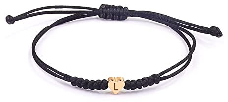 GLLBTPT Initial Bracelets Herzen Initiale Handgemachte Verstellbare Seil Armband, personalisierte Kommunion Geburtstag Geschenk für Frauen (L)